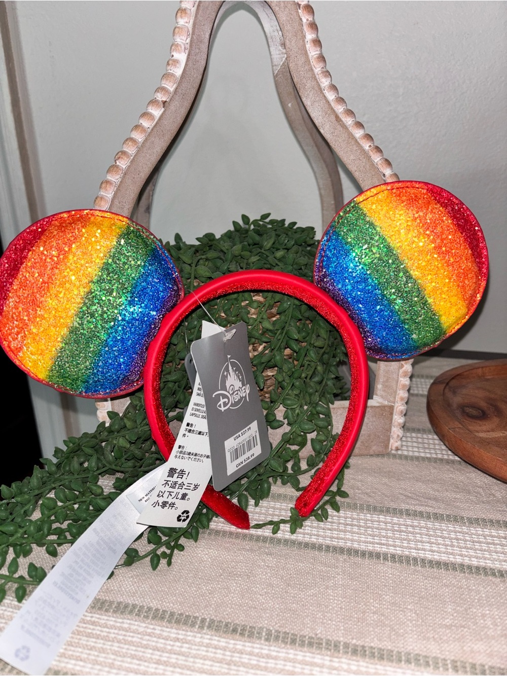 NEW glitter Disney parks rainbow LOVE Mickey ears
